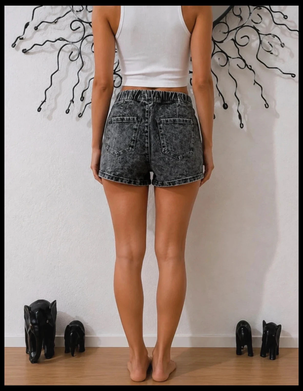 Short em Denim Cinza Lavagem Ácida de Cintura Alta Coolcat - Tamanho XS – photo 7